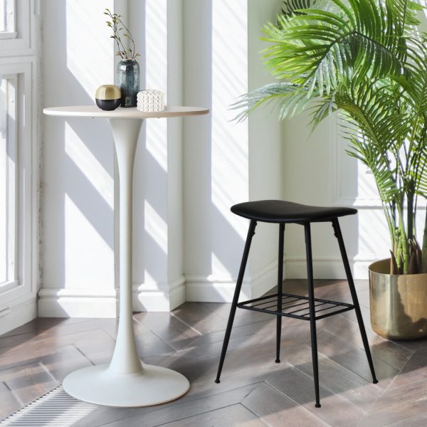 2x Bar Table Pub Tables Kitchen Marble Tulip Outdoor Round Metal – White