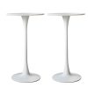2x Bar Table Pub Tables Kitchen Marble Tulip Outdoor Round Metal – White