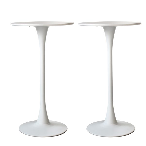 2x Bar Table Pub Tables Kitchen Marble Tulip Outdoor Round Metal – White