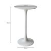2x Bar Table Pub Tables Kitchen Marble Tulip Outdoor Round Metal – White