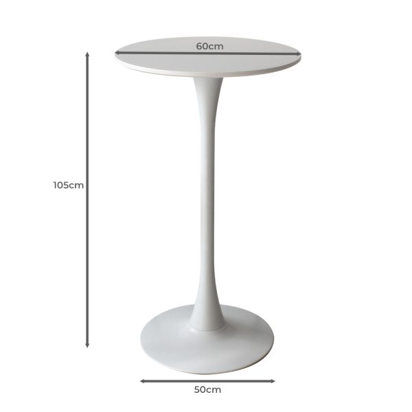 2x Bar Table Pub Tables Kitchen Marble Tulip Outdoor Round Metal – White