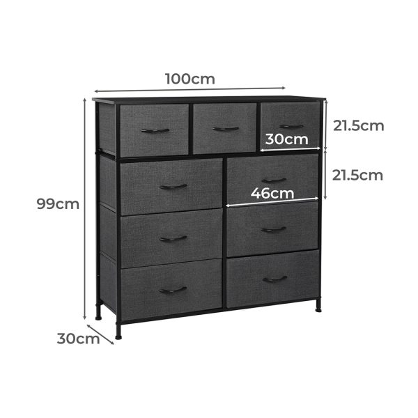 9 Chest of Drawers Storage Cabinet Tower Dresser Tallboy Drawer Retro