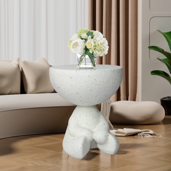 Side Table Terrazzo Coffee Tables  Human Shape Bed Sofa Concrete Beige