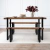 Dining Table Bench Set 2xDining Chairs Industrial  Cafe Restaurant