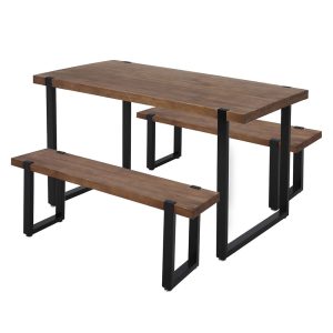 Dining Table Bench Set 2xDining Chairs Industrial  Cafe Restaurant