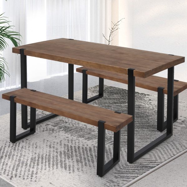 Dining Table Bench Set 2xDining Chairs Industrial  Cafe Restaurant