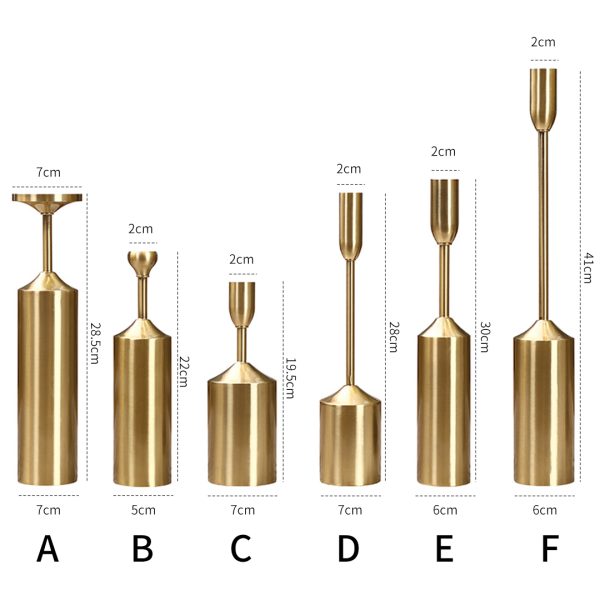 6pcs Gold Iron Taper Luxury Candlestick Candle Holder Stand Pillar
