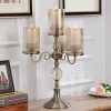 58cm 4-Slots Glass Candlestick Candle Holder Stand Pillar Glass/Iron Metal