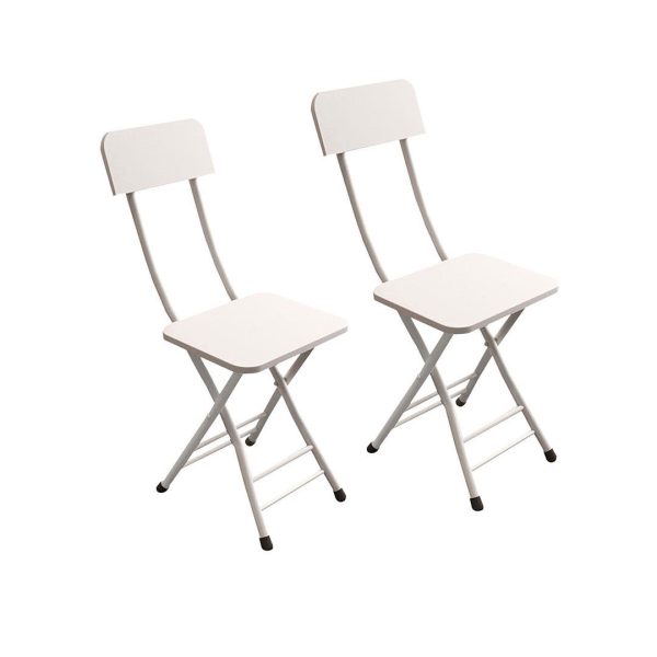 Foldable Chair Space Saving Lightweight Portable Stylish Seat Home Decor Set of 2 – White