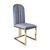 2X Fancy Dining Chair Stainless Gold Frame & Seat Blue Fabric