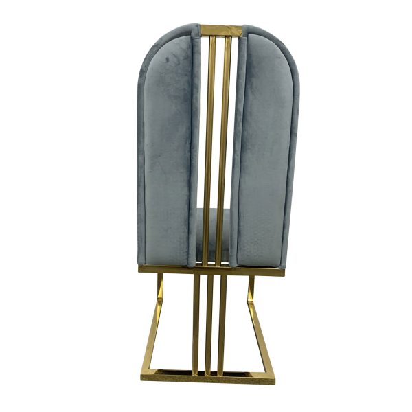 2X Fancy Dining Chair Stainless Gold Frame & Seat Blue Fabric