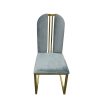 2X Fancy Dining Chair Stainless Gold Frame & Seat Blue Fabric