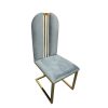 2X Fancy Dining Chair Stainless Gold Frame & Seat Blue Fabric