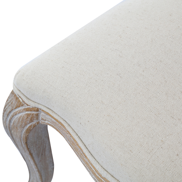 2X Dining Chair Linen Fabric Beige Oak Wood White Washed Finish