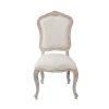 2X Dining Chair Linen Fabric Beige Oak Wood White Washed Finish