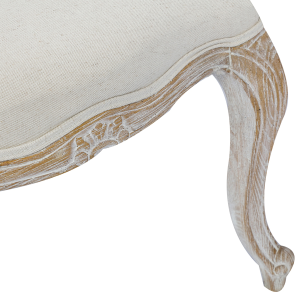 2X Dining Chair Linen Fabric Beige Oak Wood White Washed Finish
