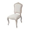 2X Dining Chair Linen Fabric Beige Oak Wood White Washed Finish