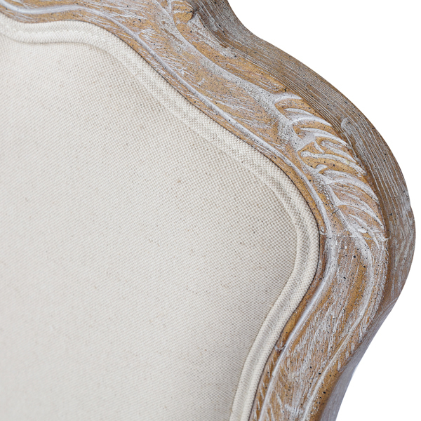 2X Armchair White Washed Wooded & Beige Color Fabric
