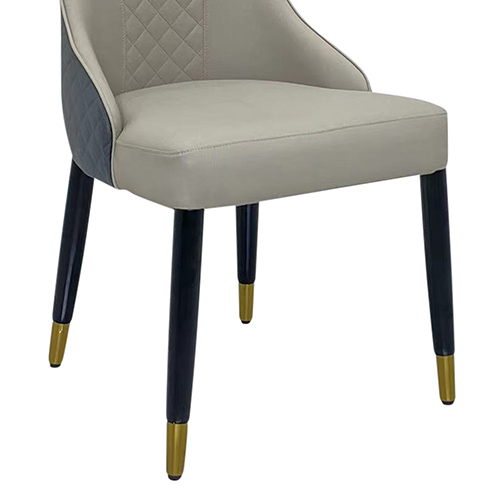 2x Dining Chair Grey Faux Leather Upholstery Clean Glass Black & Golden Legs