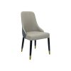 2x Dining Chair Grey Faux Leather Upholstery Clean Glass Black & Golden Legs