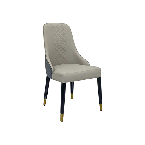 2x Dining Chair Grey Faux Leather Upholstery Clean Glass Black & Golden Legs