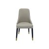 2x Dining Chair Grey Faux Leather Upholstery Clean Glass Black & Golden Legs