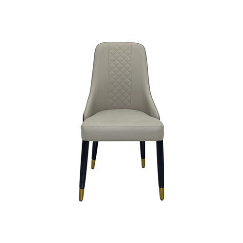 2x Dining Chair Grey Faux Leather Upholstery Clean Glass Black & Golden Legs