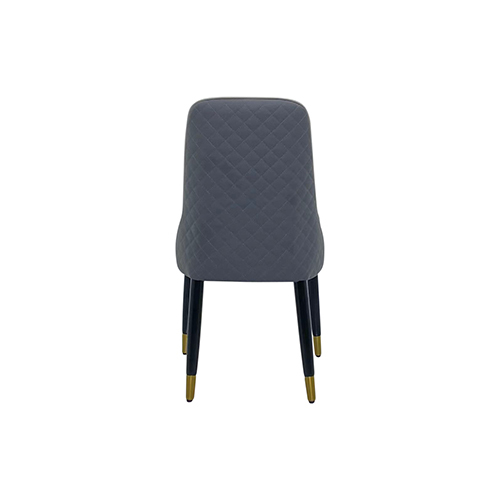 2x Dining Chair Grey Faux Leather Upholstery Clean Glass Black & Golden Legs