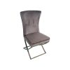 2x Dining Chairs Grey Fabric Upholstery Beautiful Quilting Shiny Silver Colour Legs