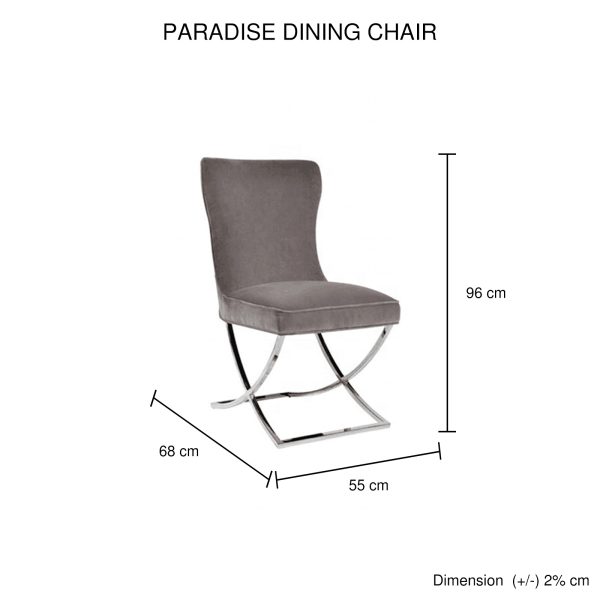 2x Dining Chairs Grey Fabric Upholstery Beautiful Quilting Shiny Silver Colour Legs