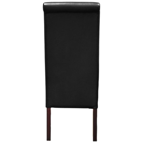 2x Wooden Frame Black Leatherette Dining Chairs with Solid Pine Legs