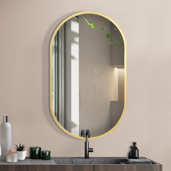 Wall Mirror Bathroom Decor Vanity Haning Makeup Mirrors Frame Gold Oval