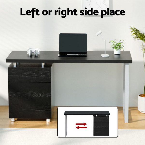 Metal Desk with 3 Drawers – Black