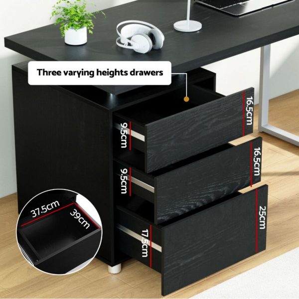 Metal Desk with 3 Drawers – Black