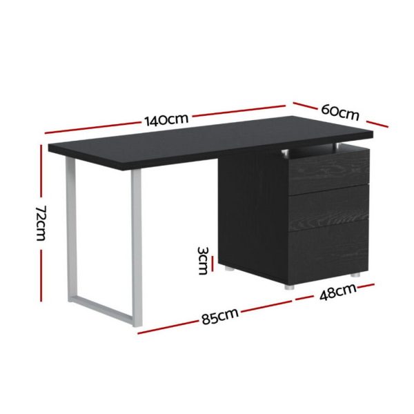 Metal Desk with 3 Drawers – Black