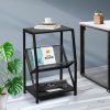 Small Bookshelf 3-Tier Storage Organizer Rack Bookcase Steel Display File