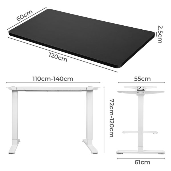 Motorised Standing Desk Adjustable Electric Sit Stand Dual Motor 120CM