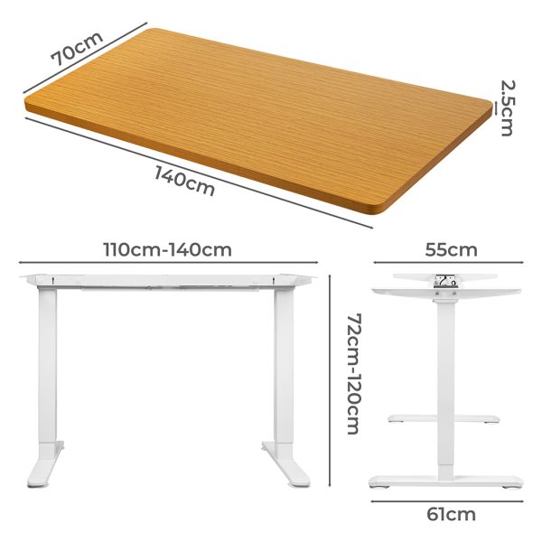 Motorised Standing Desk Adjustable Electric Sit Stand Dual Motor 140CM