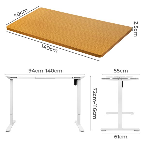 Motorised Standing Desk Height Adjustable Electric Sit Stand Table 140CM