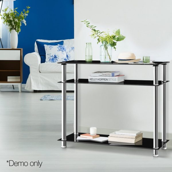 Console Table Tempered Glass Black