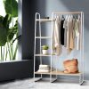 Closet Storage Rack Clothes Hanger Shelf Garment Rail Stand Wardrobe Organiser – White
