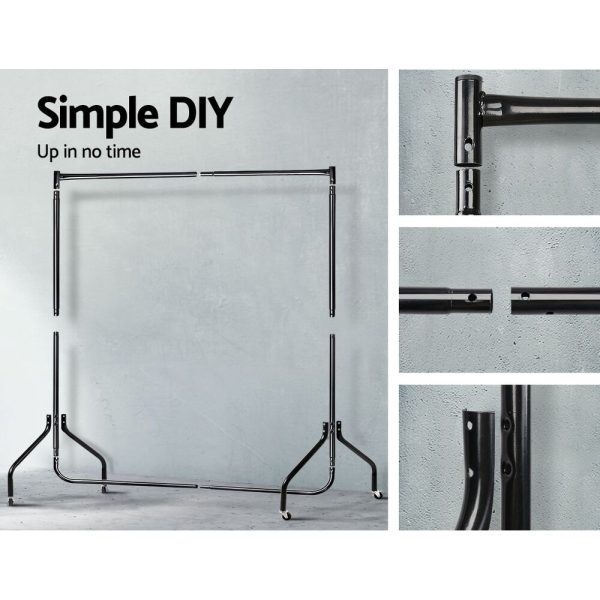 6FT Clothes Racks Metal Garment Display Rolling Rail Hanger Airer Stand Portable – 2