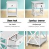 2 X Bedside Table 1 Drawer with Shelf – EMMA White
