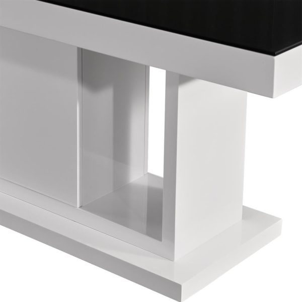 7 Pieces Dining Suite Dining Table & 6X Black Chairs in Rectangular Shape High Glossy MDF Wooden Base Combination of Black & White Colour