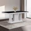 Dining Table in Rectangular Shape High Glossy MDF Wooden Base Combination of Black & White Colour