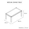 Dining Table 180cm Medium Size with Solid Acacia Wooden Base in Chocolate Colour