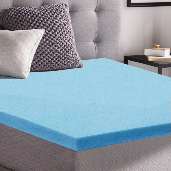 5cm Thickness Cool Gel Memory Foam Mattress Topper Bamboo Fabric – QUEEN, 5 cm
