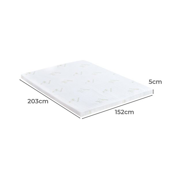 5cm Thickness Cool Gel Memory Foam Mattress Topper Bamboo Fabric – QUEEN, 5 cm
