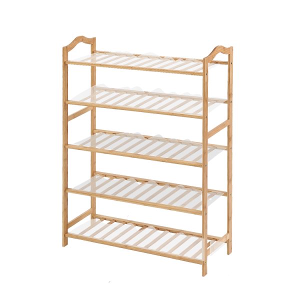 Bamboo Shoe Rack Storage Wooden Organizer Shelf Stand – 70 cm, 5 Tiers