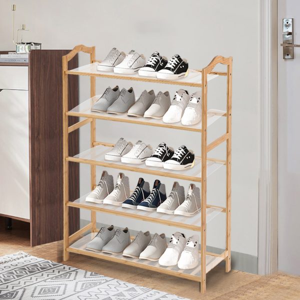 Bamboo Shoe Rack Storage Wooden Organizer Shelf Stand – 70 cm, 5 Tiers